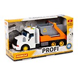 "Профи", автомобиль-контейнеровоз инерционный (со светом и звуком) (оранжевый) (в коробке)