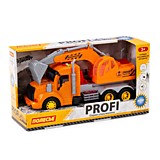 "Профи", автомобиль-экскаватор инерционный (со светом и звуком) (оранжевый) (в коробке)